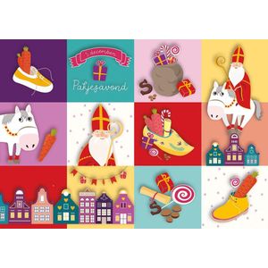 Set van 6 dezelfde Sinterklaaskaarten - S20 - Wenskaarten zonder enveloppen - Leuke Post