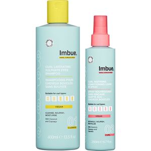 IMBUE Haarverzorgingsset Voor Krullend Haar & Coils - Shampoo & Leave-In Spray - Vegan, Siliconen- & Sulfaatvrij - 2 Stuks