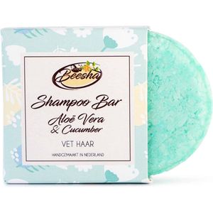 Beesha Shampoo Bar Aloë Vera & Cucumber | 100% Plasticvrije en Natuurlijke Verzorging | Vegan, Sulfaatvrij en Parabeenvrij | CG Proof