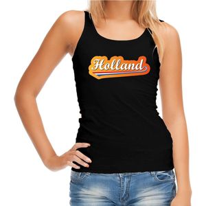 Zwart fan tanktop voor dames - Holland met Nederlandse wimpel - Nederland supporter - EK/ WK kleding / outfit XL