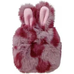 Casies Bunny Apple Airpods 1 / 2 case - Panterprint Roze - konijnen hoesje softcase - Pluche / Fluffy