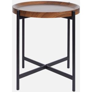 Studio Home - Ronde bijzettafel - Ø 43 cm - Bruine tafel - Zwart onderstel