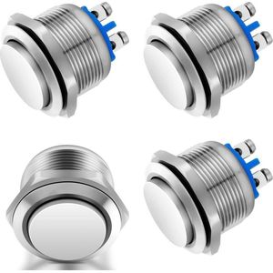 Momentane Drukknopschakelaar 4 Stuks Waterdichte Drukknopschakelaar Ronde Mini-Drukknopschakelaar 22 mm Hoge Kop