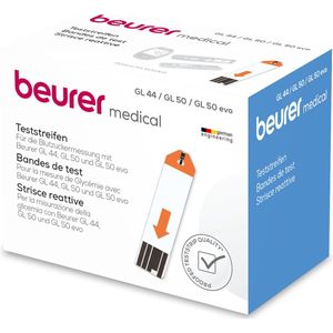 Beurer GL 44/GL 50/GL 50 evo Teststrips - 50 Stuks individueel verpakt - Codevrij - Voor Beurer GL 44, 50 en 50 evo bloedglucosemeters
