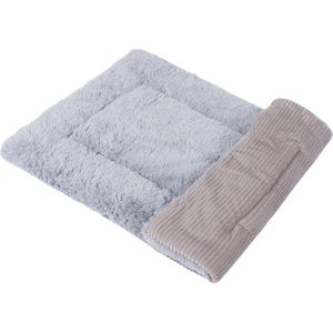 Hondenmat, zachte en warme mat, ligdeken voor honden en katten, bank voor huisdieren XZ014 (M (75 x 50 cm), rieten grijs