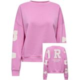 Only Trui Onlsweat Back/sleeve Print Swt 15356793 Fuchsia Pink/birch Flor Dames Maat - XS