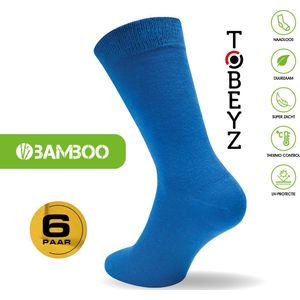 Premium Quality Bamboe Sokken - Blauw - Bamboe 80% - 6 paar - Maat 39/42 - Dames en Heren