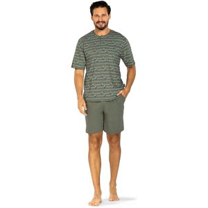 Comte - Heren Shortama - Zomer - Katoen - Palm Stripes Green - Maat XL