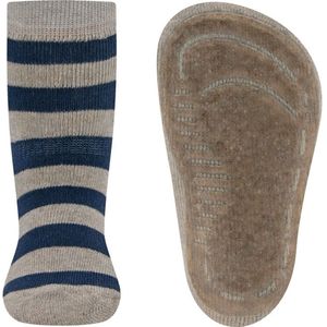 Antislipsokken Ewers Kindermaat - Beige met Donkerblauwe Banen - Elastisch - Siliconenzool-23/24