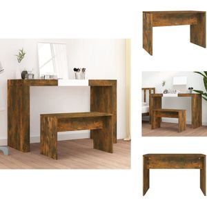 vidaXL Kaptafelkruk - Kaptafelkrukken - Kaptafel Kruk - Kaptafelkrukje - Kaptafelkruk 70x35x45 cm bewerkt hout gerookt eikenkleurig