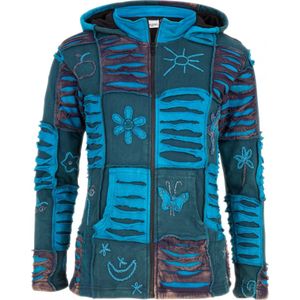 Dames Vest van Katoen met Polyester Fleece voering en vaste capuchon met binnenkraag - SHAKALOHA - W Buzz Turquoise L