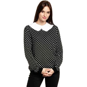 Pussy Deluxe - Dotties Knit With Collar Pullover/trui - M - Zwart