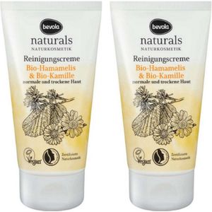 Bevola Naturals - Naturkosmetik Reinigingscreme - Multi-pack | Set van 2 - 2x 150ml - Biologische Hamamelis & Kamille | Voor de Normale en Droge Huid - Vegan Formule