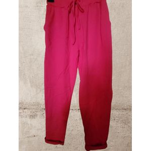 Dames top met bloembandjes fuchsia roze One size 38 t/m 44