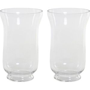 2x stuks trompet vazen glas transparant 14,5 x 24 cm - Transparante vazen van glas