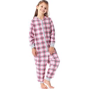 Merry Style Kinder Pyjama - ronde hals - lange mouwen - lange broek met zakken - Katoen - MS-MS10-223-PJ - Rosa Kariert - 110-116