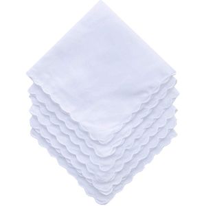 Zakdoeken - Dames Zakdoeken - Kleine witte katoenen zakdoeken - Geplooid patroon - Huwelijkscadeau - 30 cm - Wit - 5 stuks