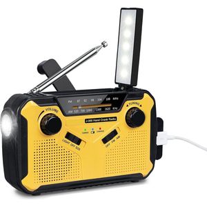White-Label® Noodradio - Noodpakket Oorlog - Draagbare Radio - Powerbank Zonneenergie - Transistor Radio op Batterijen - Geen en Zwart