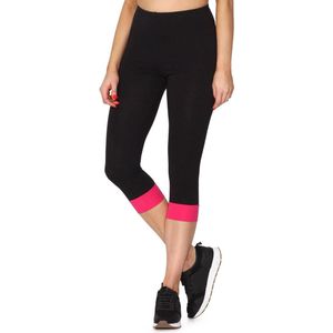 Merry Style Dames Leggings - Sport - Vrijetijdsbroek - ¾ Lang - Katoen - Zwart/Amarant - XS - MS-MS10-379-LE