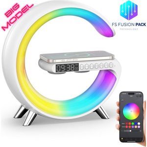 Wake-up Light -APP-bediening -Wekker Sfeerlamp -Nachtlamp-Wekkerradio-Slaaptrainer Lamp-Draadloos opladen-Multifunctioneel-FS Fusion Pack-Groot G-Lamp–Smart Bluetooth Speaker, 15W Draadloos-Nachtlamp–USB–Black Friday Kerstcadeau-Sinterklaas-Nieuwjaar