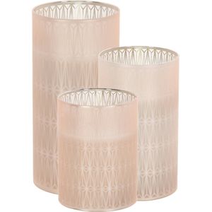 Luxe LED kaarsen in glas - set 3x st - 10, 12,5 en 15 cm - warm wit