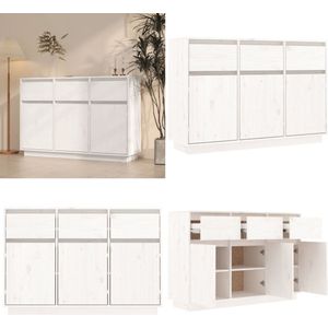 vidaXL Dressoir 110x34x75 cm massief grenenhout wit - Dressoir - Dressoirs - Opbergkast - Kast