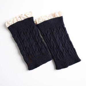 Dames kanten beenwarmers - 18 cm + 2 cm kanten rand - Gebreide winterlaarssokken - Beenwarmers - Laarswarmers - Gebreide warme korte beenwarmers - Herfst en winter korte kanten twist beenwarmers