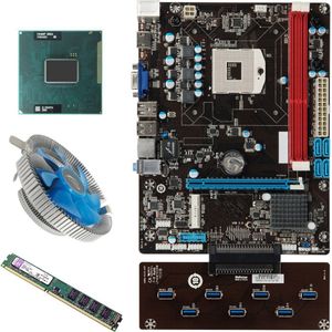 QS8-BTC 8 GPU Grafische Kaart Moederbord met CPU en CPU Koeler en 4G DDR3 Memory Computer Board Ethereum ETH Mining met 1 jaar garantie