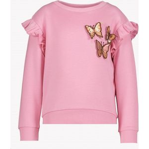 TwoDay meisjes sweater met vlinders en ruches - Roze - Maat 92