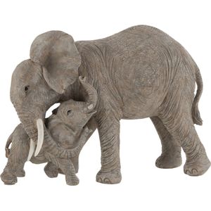 J-Line Olifant Knuffel Poly Grijs - Olifant beeld 20.5 cm hoog