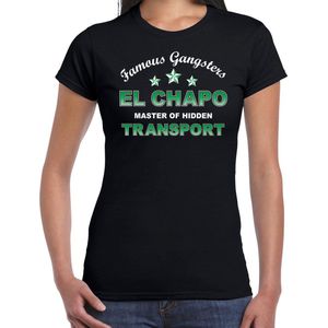 El Chapo famous gangster cadeau t-shirt zwart dames - Tekst /  verkleed shirt / kostuum L