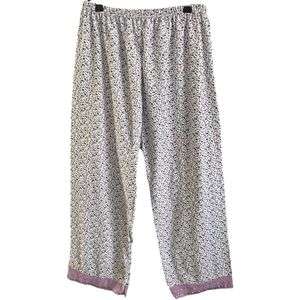 Dames Pyjama Broek met bloemenprint Onesize M-XL wit/paars