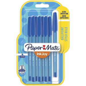 Paper Mate InkJoy 100ST-balpennen | Medium punt (1,0 mm) | Blauwe inkt | 8 stuks