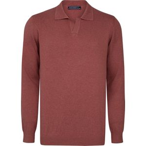 Felix Hardy - Gebreide Polo Trui - Gedroogde Roos - 100% Katoen - Heren