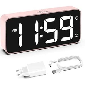 Digitale Wekker met Adapter en USB Oplaadpoort, Instelbare Helderheid, Dual Alarm en 8 Beltonen - Perfect voor Iedereen