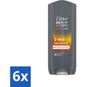 Dove - Shower Gel - 3-in-1 - Men Care Sport Care Endurance - Verfrissend en energiek - 250 ml - Voordeelverpakking - 6 stuks