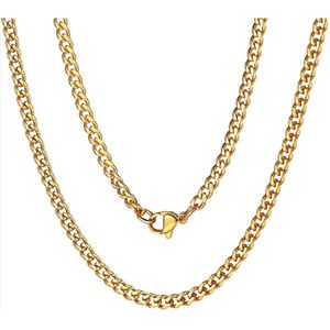 *** Gouden Cuban Link Ketting voor Heren - 5mm Dikke Schakels - Perfect Kerstcadeau voor Mannen - Stijlvolle Mannen Ketting - van Heble® ***