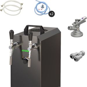 Complete set - Biertap - stream 50/K 2-kraans RVS, 50 liter/u, met membraanpomp - Biertap, Beertender, Thuistap, Bierkoeler, zonder, KeyKeg