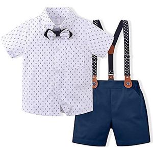 Baby Gentleman Set met Strik, Hemd, Bretels en Broekje