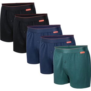 Undiemeister Boxershort multipack los - Boxershort heren - Ondergoed - Onderbroek mannen - Stapelkorting - Losse Boxershorts - Donkere tinten - 5-Pack - M