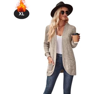 Bovista Vest Dames - Sweater - Sweaters - Hoodie - Warme Trui - Lang - Khaki - S