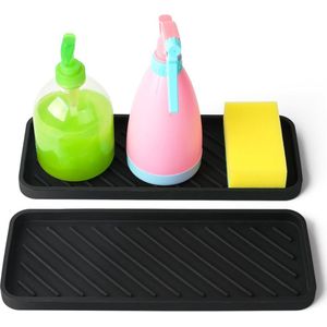 Spoelbakorganizer, siliconen sponshouder, grote afdruipbak, 30,5 x 12 cm, multifunctionele keuken/badkamerorganizer, afdruipmat voor sponzen, afwasmiddelen, zeep en borstels enz.