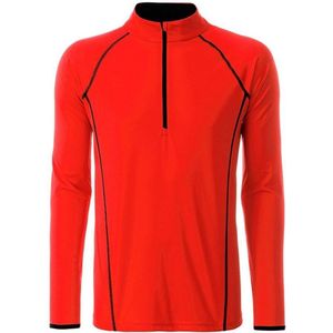 James and Nicholson Heren Sport Top met lange mouwen (Helder oranje/zwart)
