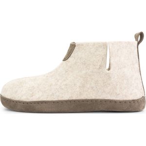 Travelin' Stay-Home Heren hoge sloffen - Wollen pantoffels - Suede zool - Beige Zand