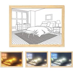 LED schilderij muurkunst verlichting nachtlampje fotolijst lichtschilderij - decoratief met 3 kleuren instelbare verlichting voor woonkamer kantoor slaapkamer .