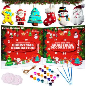 DIY Decoraties Adventskalender 2024 - Schilder Je Eigen Decoraties - Creatieve Adventskalender voor Volwassenen en Kinderen - Aftellen naar Kerstmis met 24 DIY Versieringen