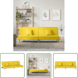 The Living Store Slaapbank stof lichtgeel - Slaapbank - Sofa Bed - Tweepersoonsbed - Geel Meubilair - Lounge Bank