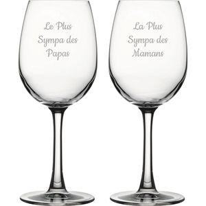 Witte wijnglas gegraveerd - 36cl - Le Plus Sympa des Papas & La Plus Sympa des Mamans