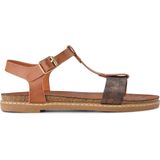 PS Poelman - Lizzy - Sandalen - Cognac Bruin met Metallic Brons Snake Print