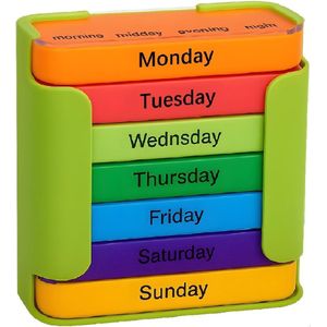 Pillenorganizer - 7-dagen Medicatiedoos - Groen/Meerkleurig - 28 Vakjes